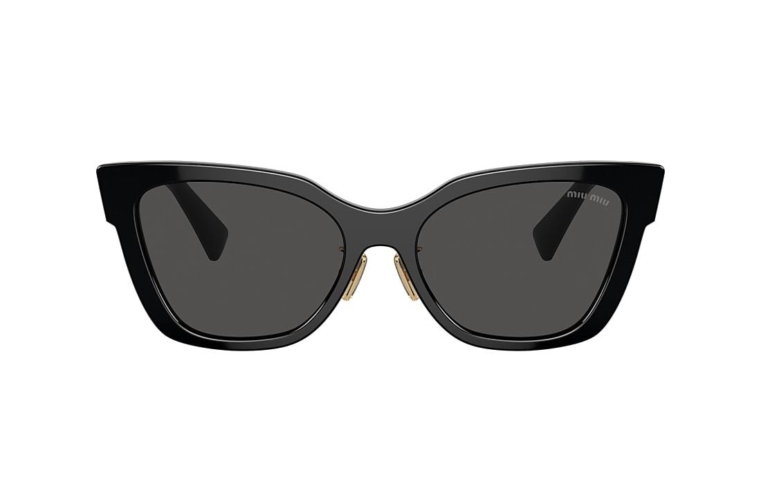 サングラス Miu Miu Nero Finitura Lucida Montatura Con Protezione Latera Miu Miu MU 02ZS Nero e Grigio - Occhiali da Sole
